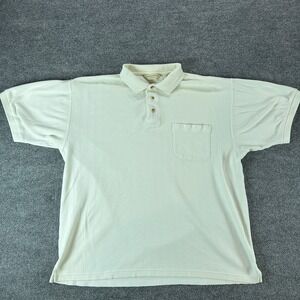 Arrow Tournament Polo Shirt Golf Large Cream Textured Stripe Short Sleeve Pocket